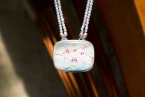 Necklace with watercolour painting